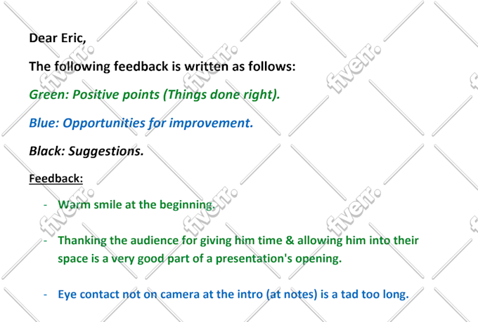 give you feedback on your presentation skills