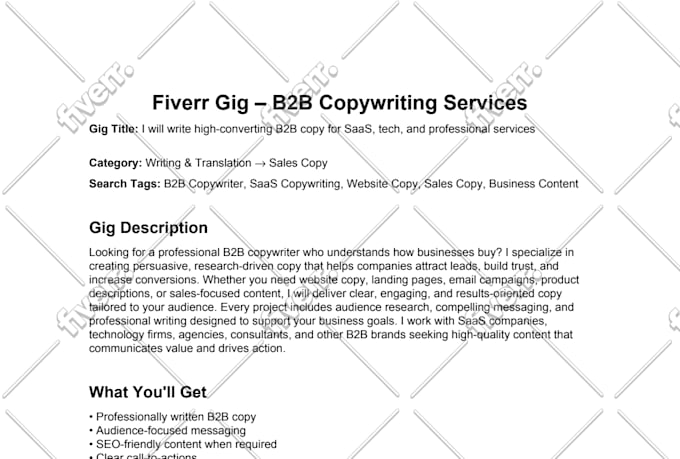 write SEO fiverr gig description and optimize profile to rank and get sales