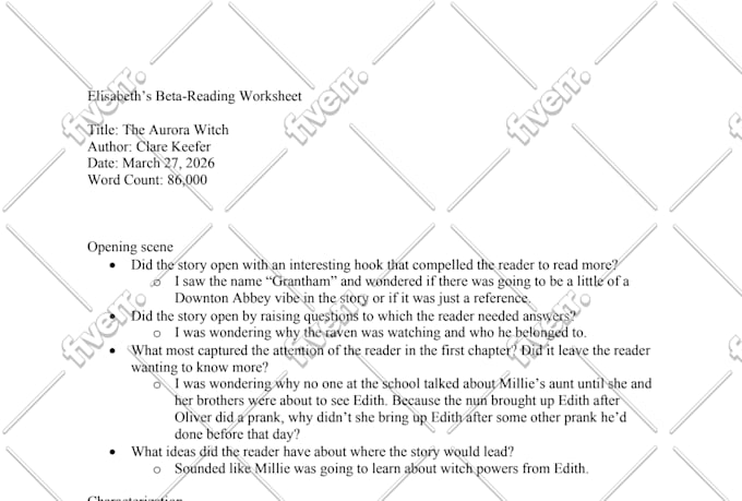 beta read your story and provide a critique