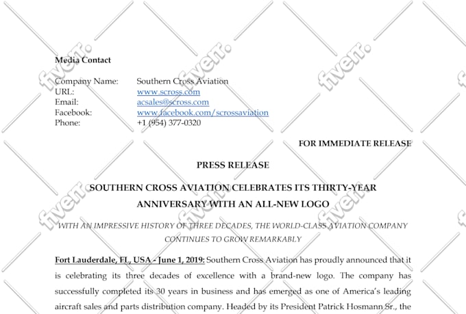 write a professional press release for your business or brand