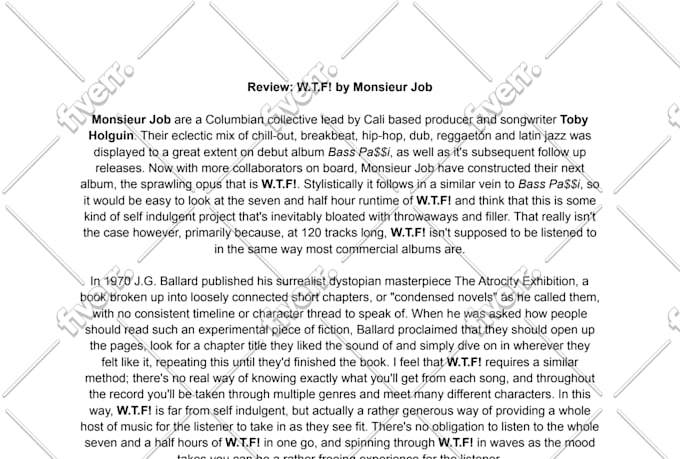 write detailed and individual music reviews and articles