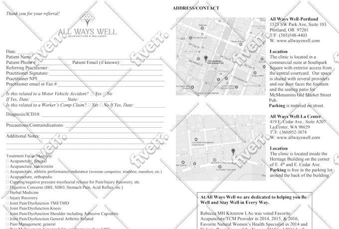 create a 2 page form for your small business