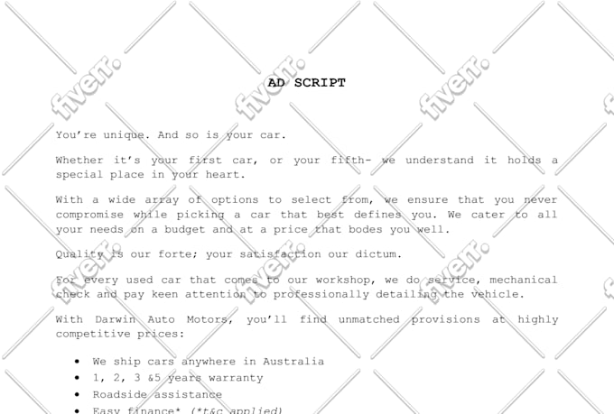 write voice overs for ads,scripts,videos and stories