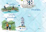 draw a custom map illustration, destination wedding map