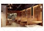 create a modern cafe and bar interior design with photorealistic rendering