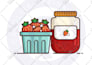 illustrate food and ingredients in flat vector style