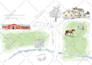 draw a customized digital ink sketchy line venue map