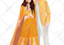draw indian wedding couple caricatures, wardrobe planner