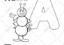 give alphabet exercise with cartoon illustration