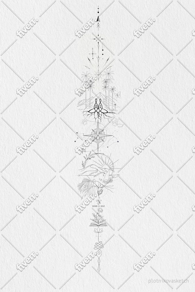 draw a unique abstract graphic fine line tattoo design