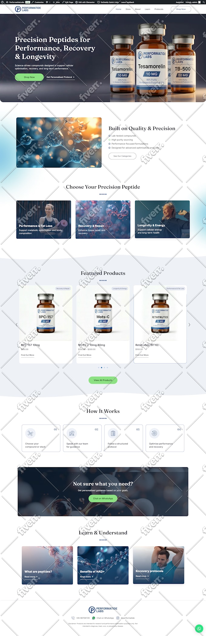 design and build a professional landing page on wordpress