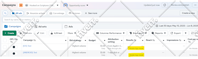 set up app installs campaigns on fb, ig and google ads