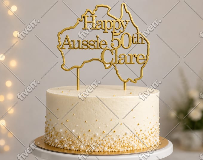 design a personalized cake topper digital file for laser cutting or 3d printing