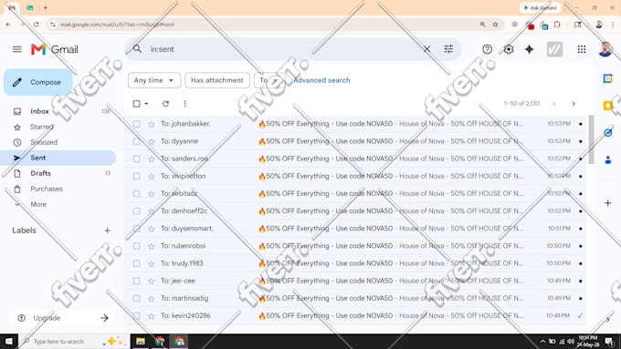 send 500 emails manually one by one