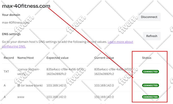 connect the domain to the hosting dns records