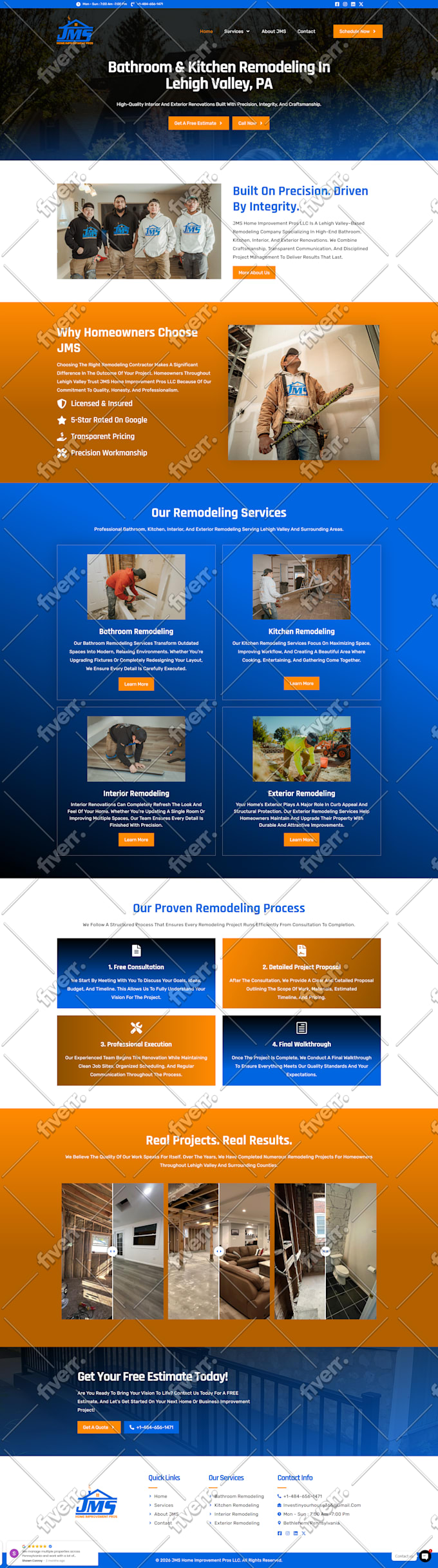 design plumber, roofing, electrician, construction handyman, wordpress website