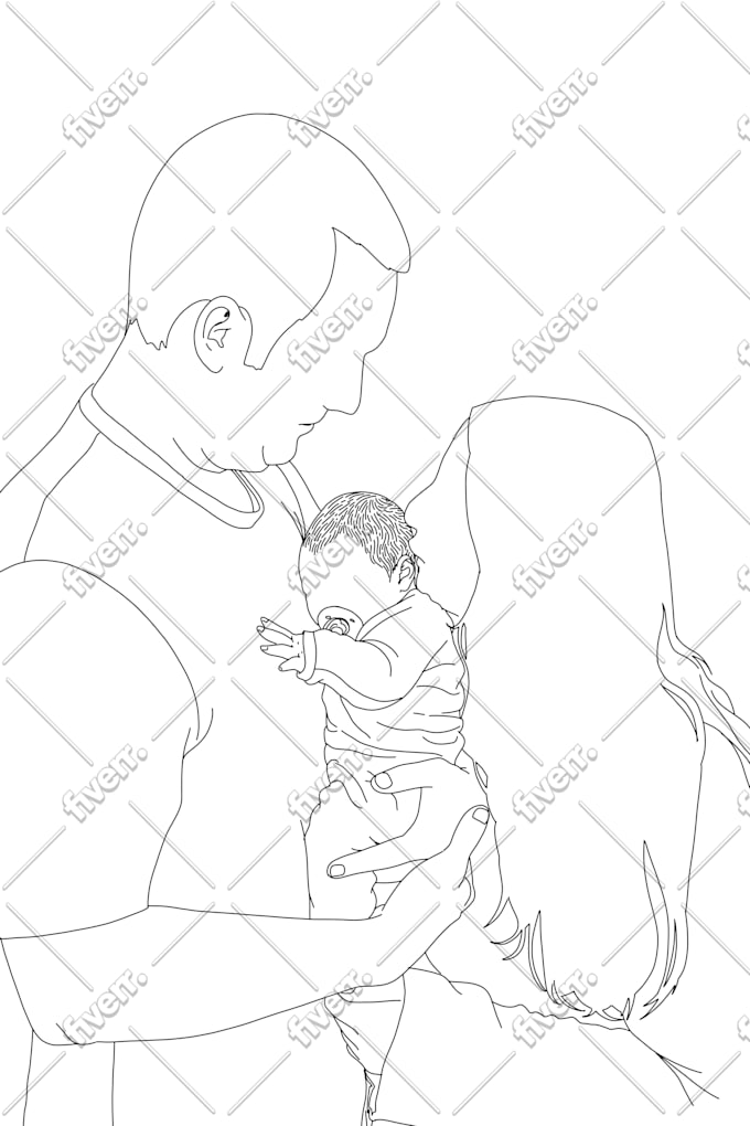 draw you a portrait in line art style