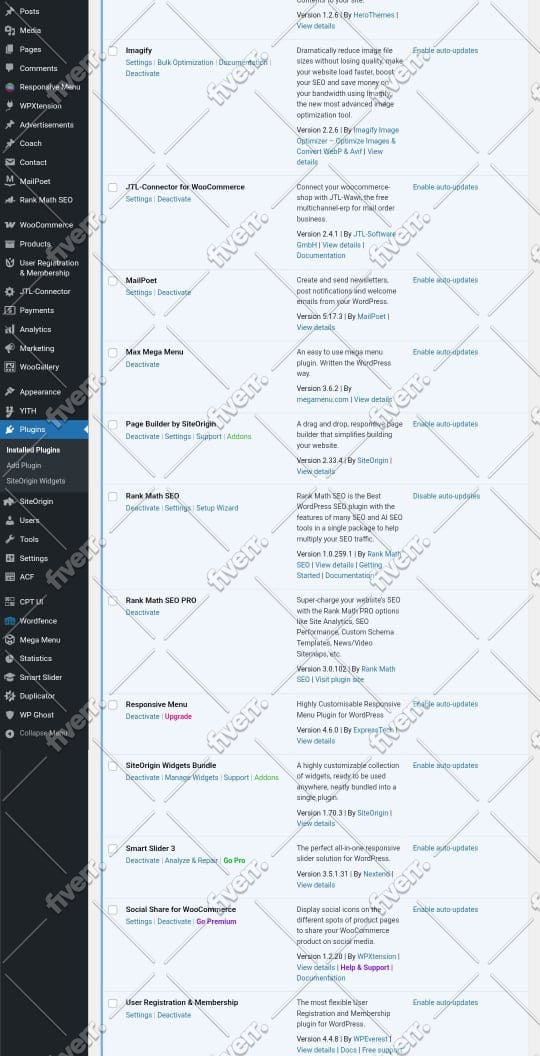 install ewww, imagify pro, perfmatters, acf pro, wpml wordpress plugin