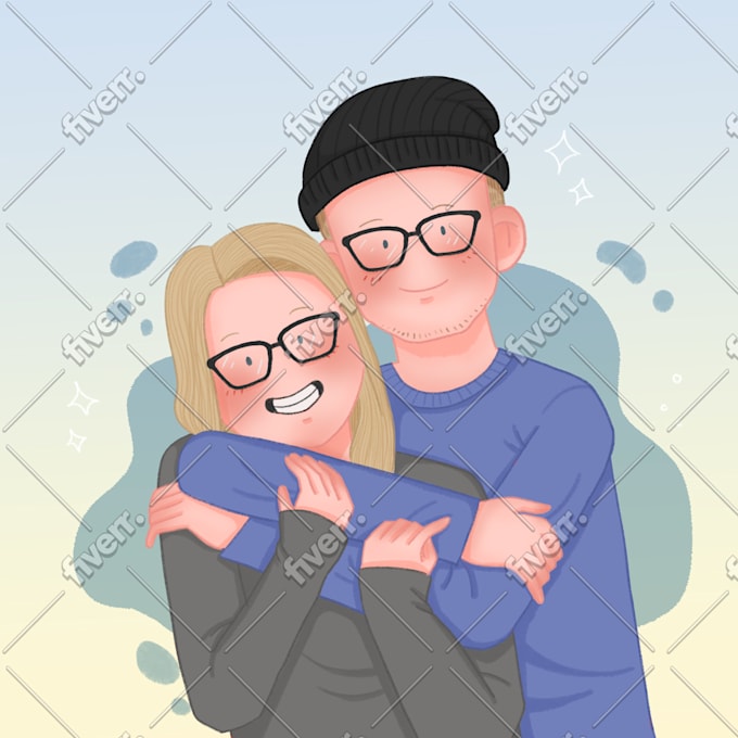 draw cartoon couple portrait