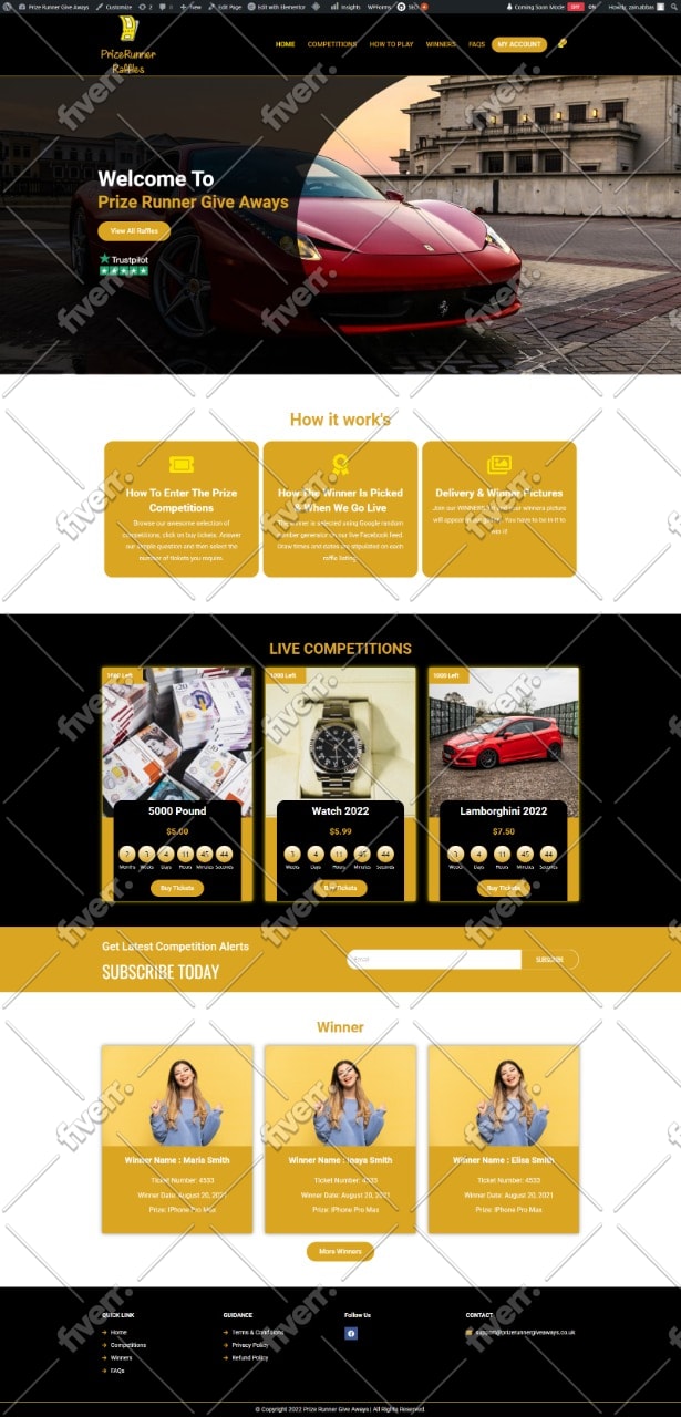 build legal raffle competition website