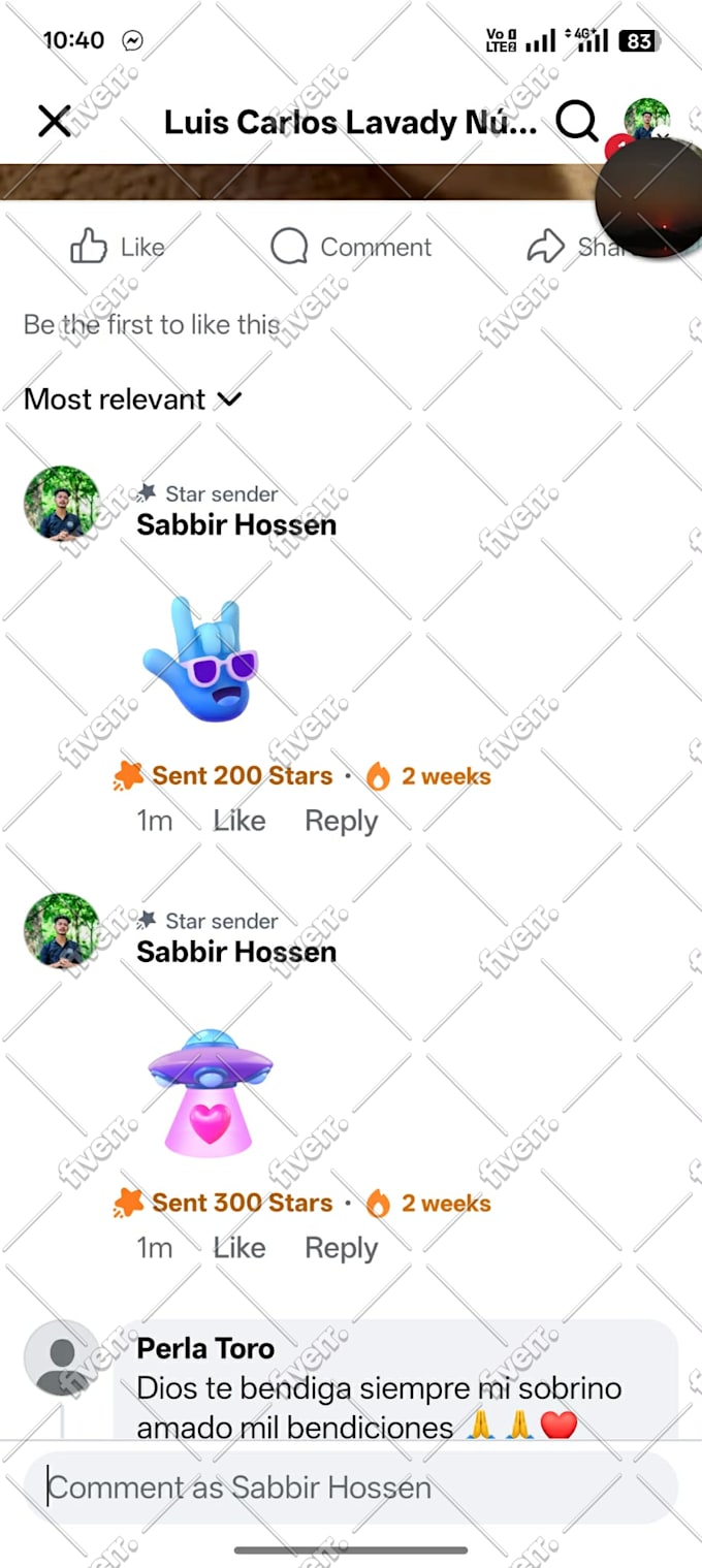 provide facebook page or profile and telegram star