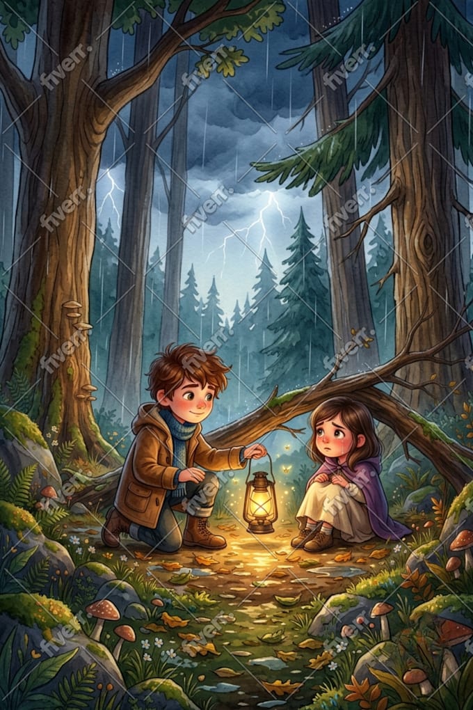create whimsical watercolor children book illustrations
