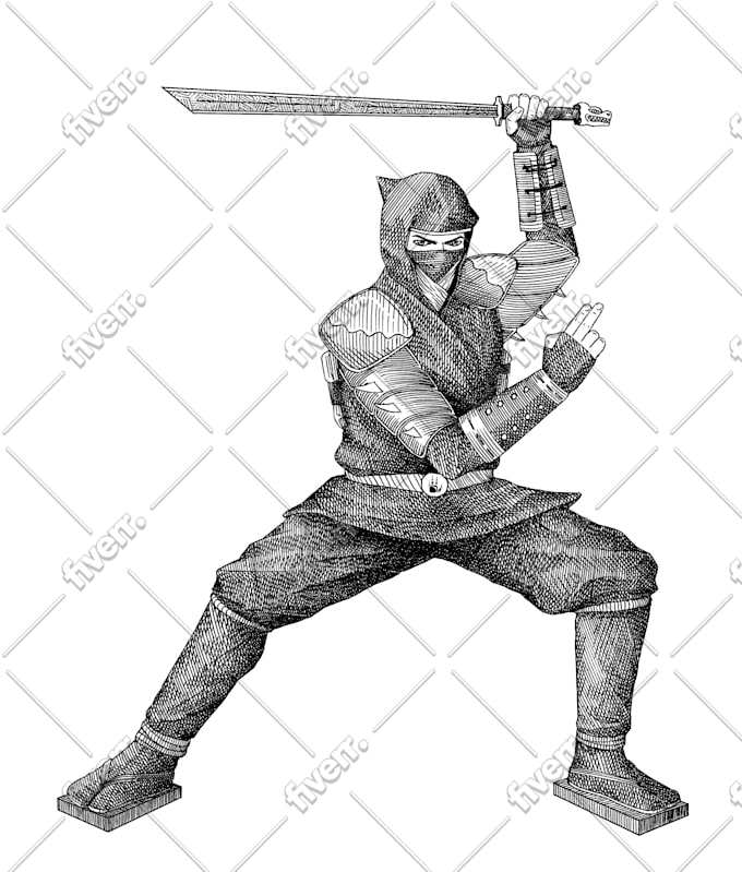 draw any character in detailed vector lineart