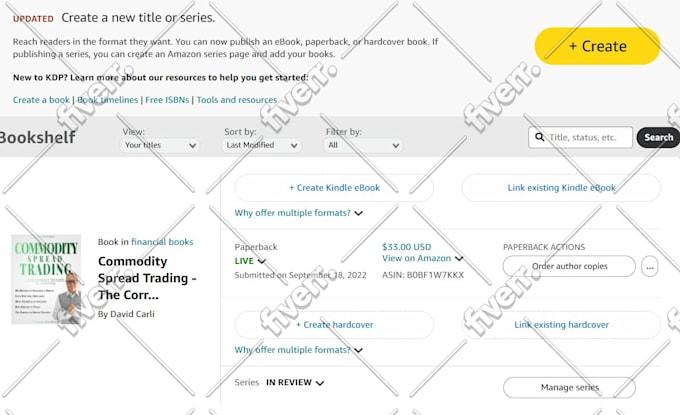 do amazon author central page creation