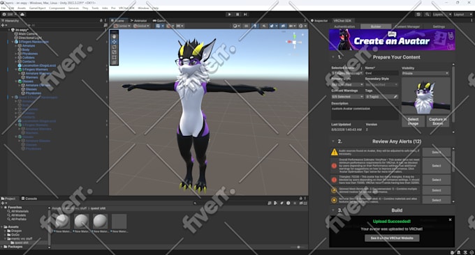 retexture and setup vrchat furry avatars for PC and quest