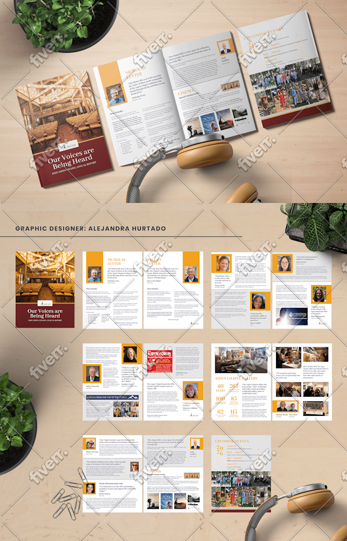 design clean and modern editorial catalogs, brochures and documents