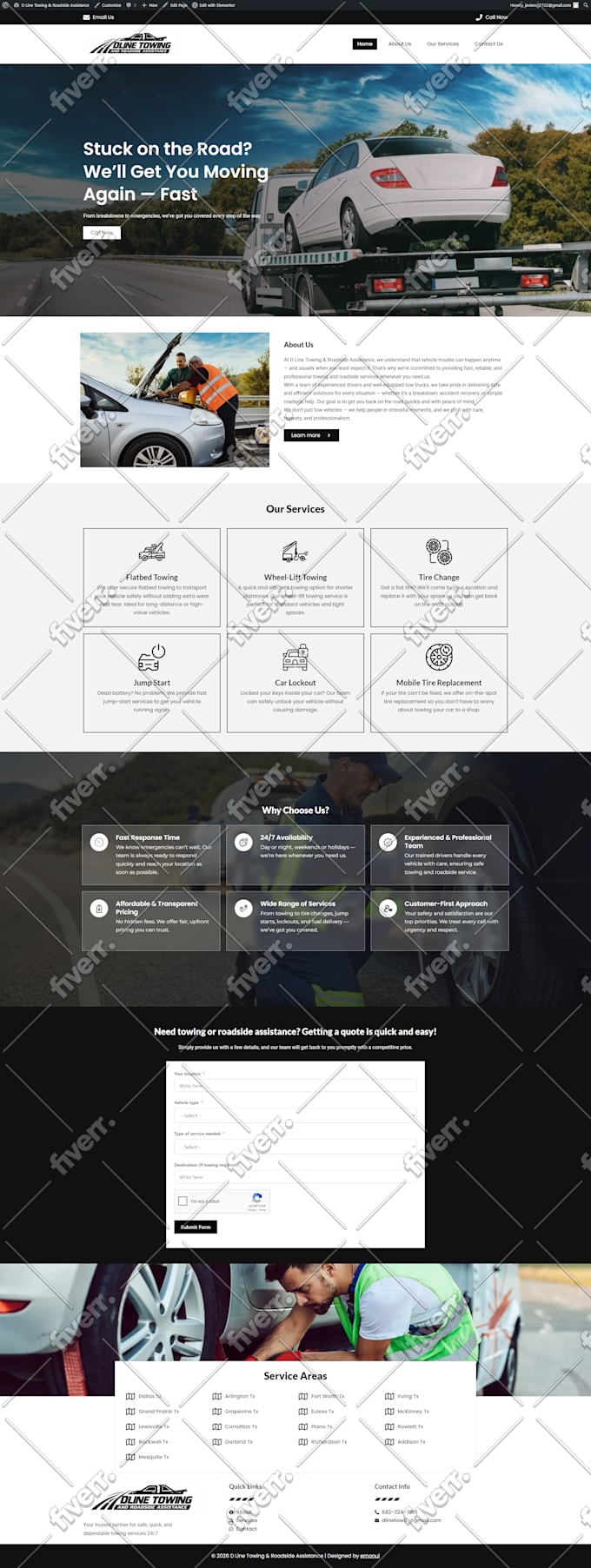 design towing website and road side assistance business