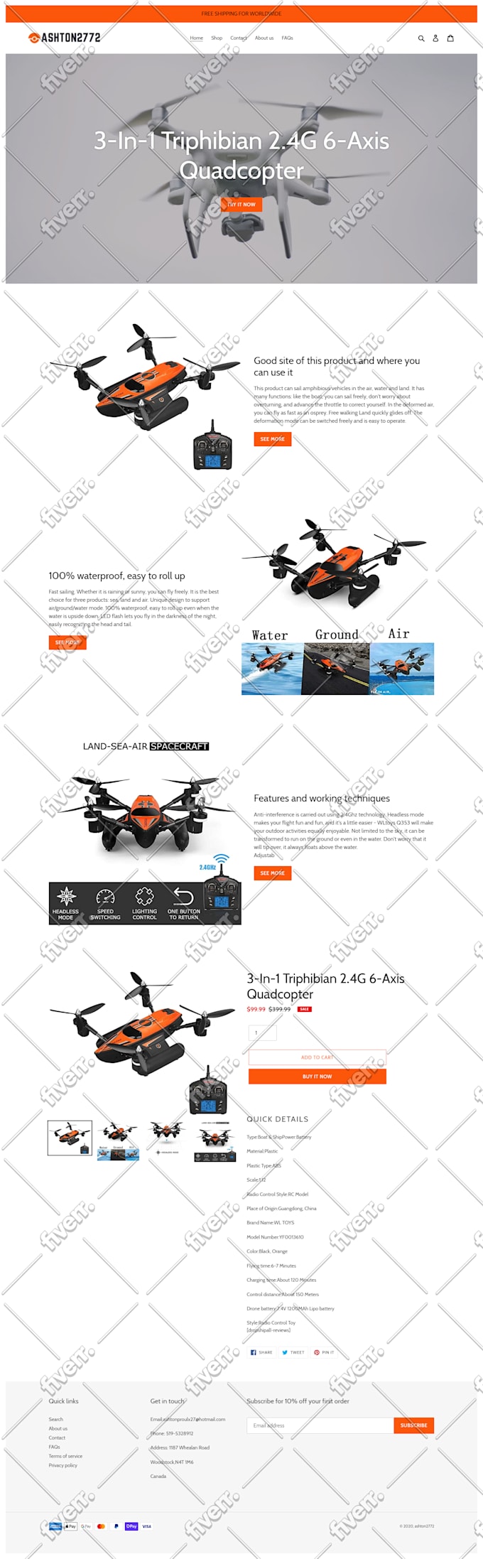 setup one product shopify store, shopify dropshipping store