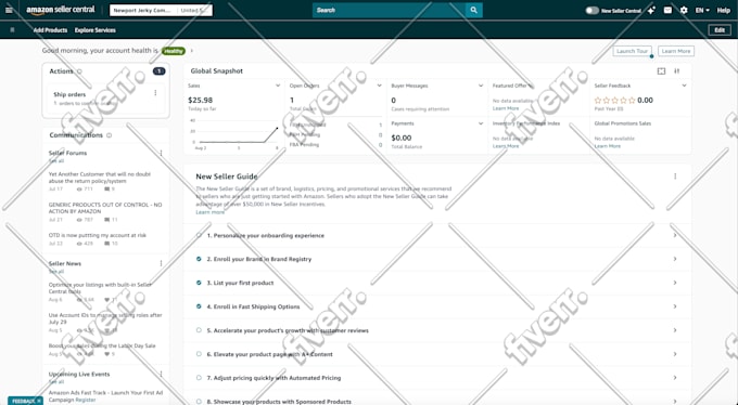 set up amazon seller account product listing