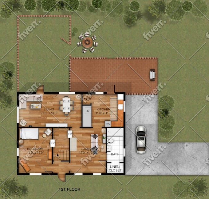 create amazing architectural colored plans from photoshop