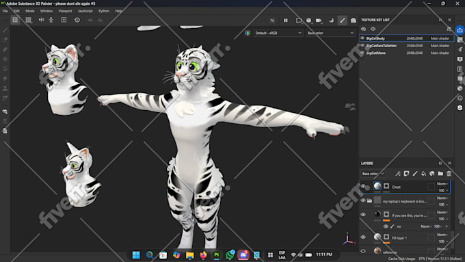 retexture and setup vrchat furry avatars for PC and quest