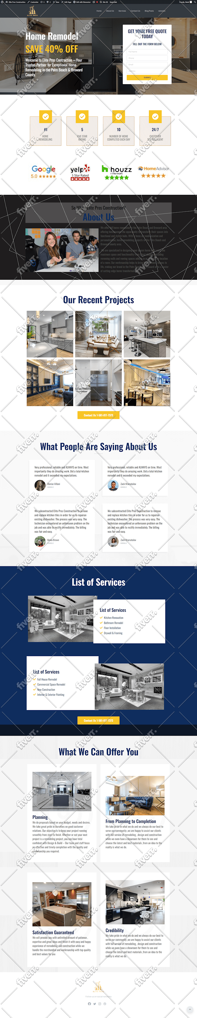 design redesign wix webflow figma xd psd to wordpress elementor website