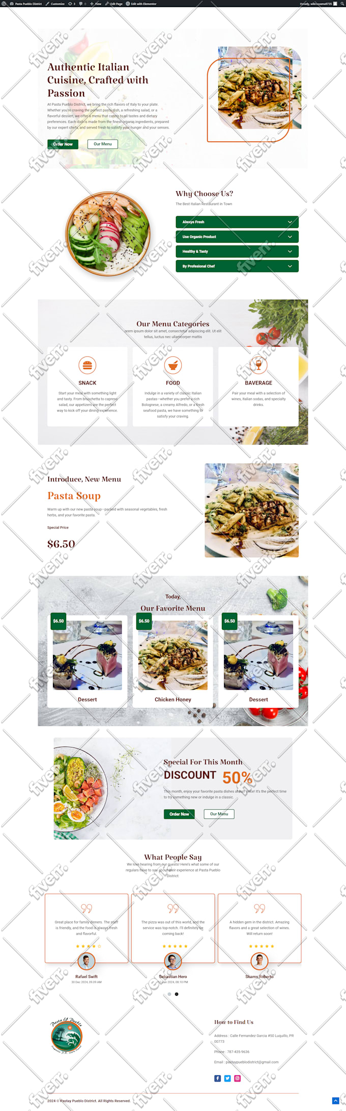 design a restaurant website with online food ordering reservation system