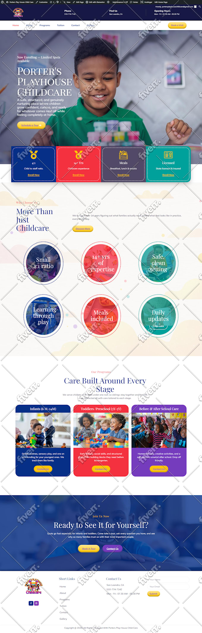design daycare, preschool, childcare or kindergarten website