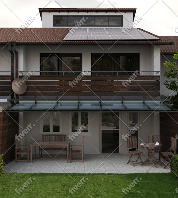 design real estate house front elevation exterior 3d render