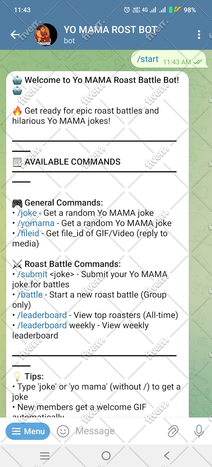develop custom telegram bot
