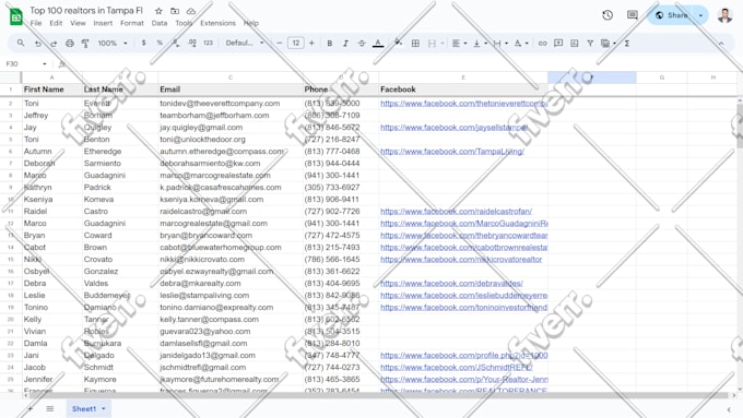 make the real estate agents contact info list