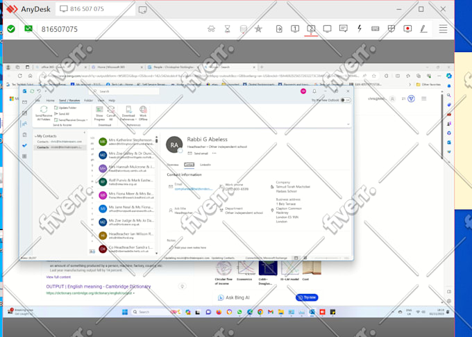 do outlook contact list entry