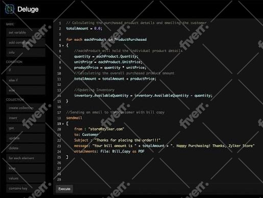 write deluge script in zoho