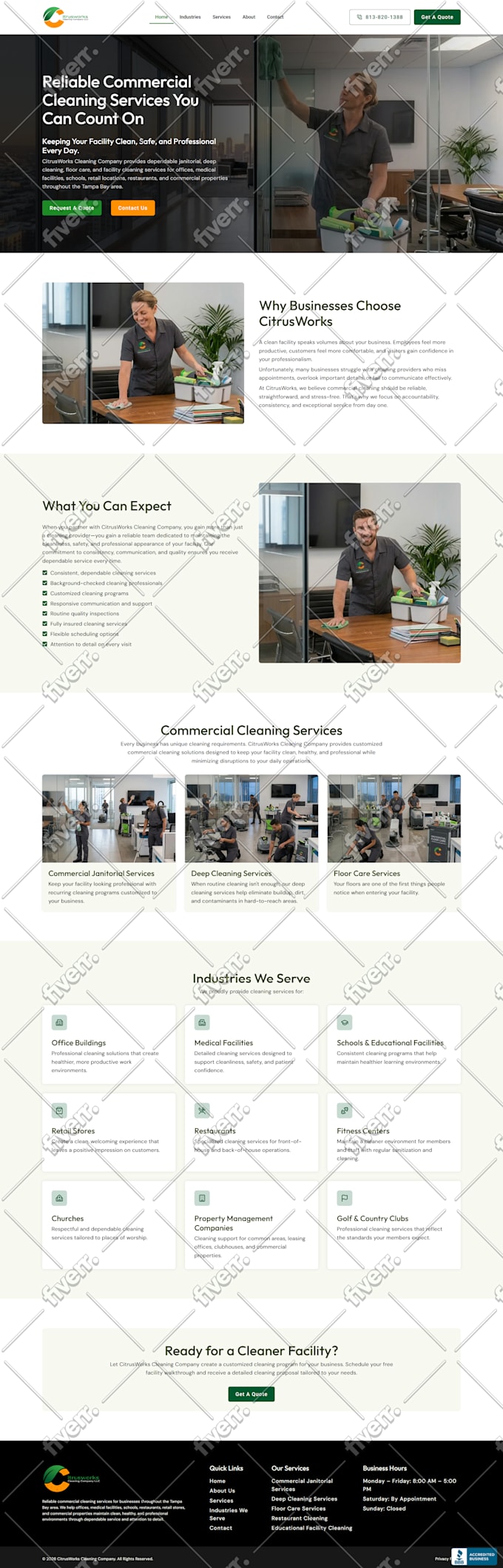 design a professional cleaning or pest control service website