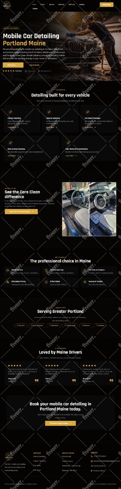 design car detailing website, auto detailing car wash website