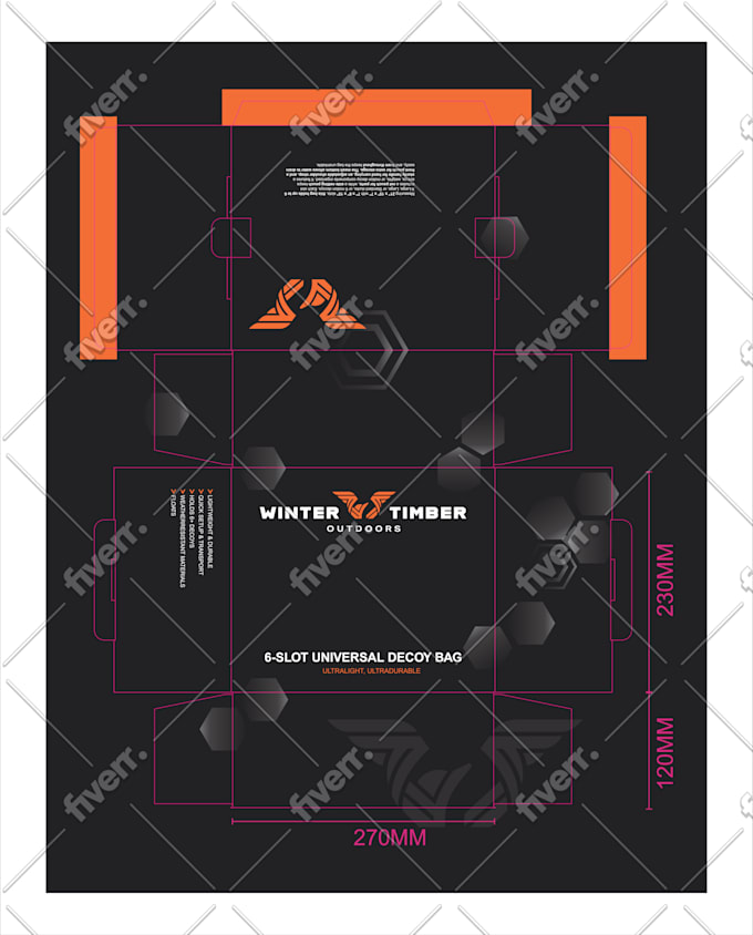 create custom box packaging dieline cut lines and design