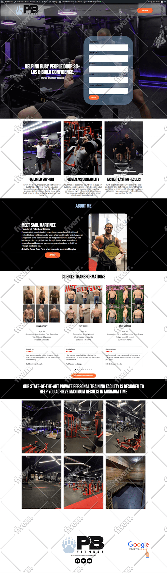 design attractive gym, fitness, sports, workout website