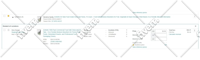 create amazon fba product listing and variation or fix error
