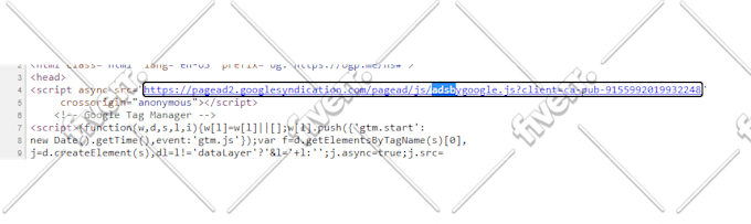 add google adsense code or analytics on your website