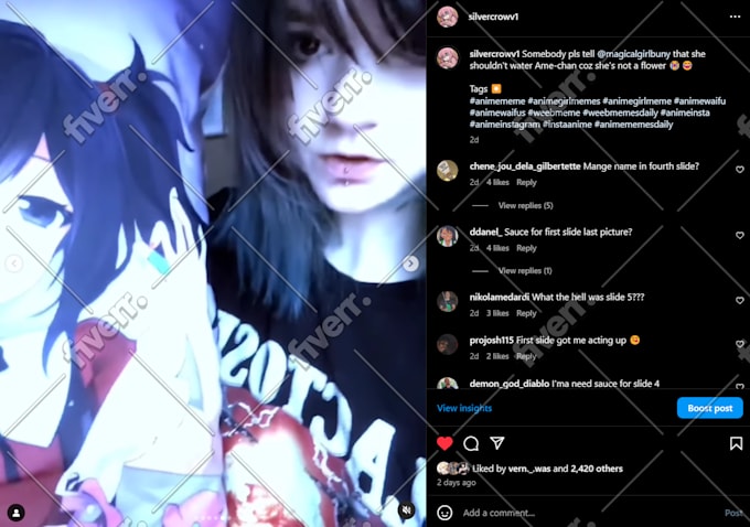 do shoutout promotion on my 50k anime instagram page